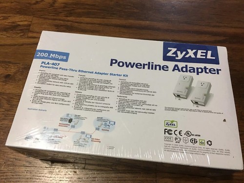 ZyXel Two Powerline Adapters 200 Mbps, PLA-407 New Sealed