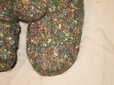 Recycled Wool Mittens Child 3-5 yrs Fleece Lined Green Girls Soft and Warm