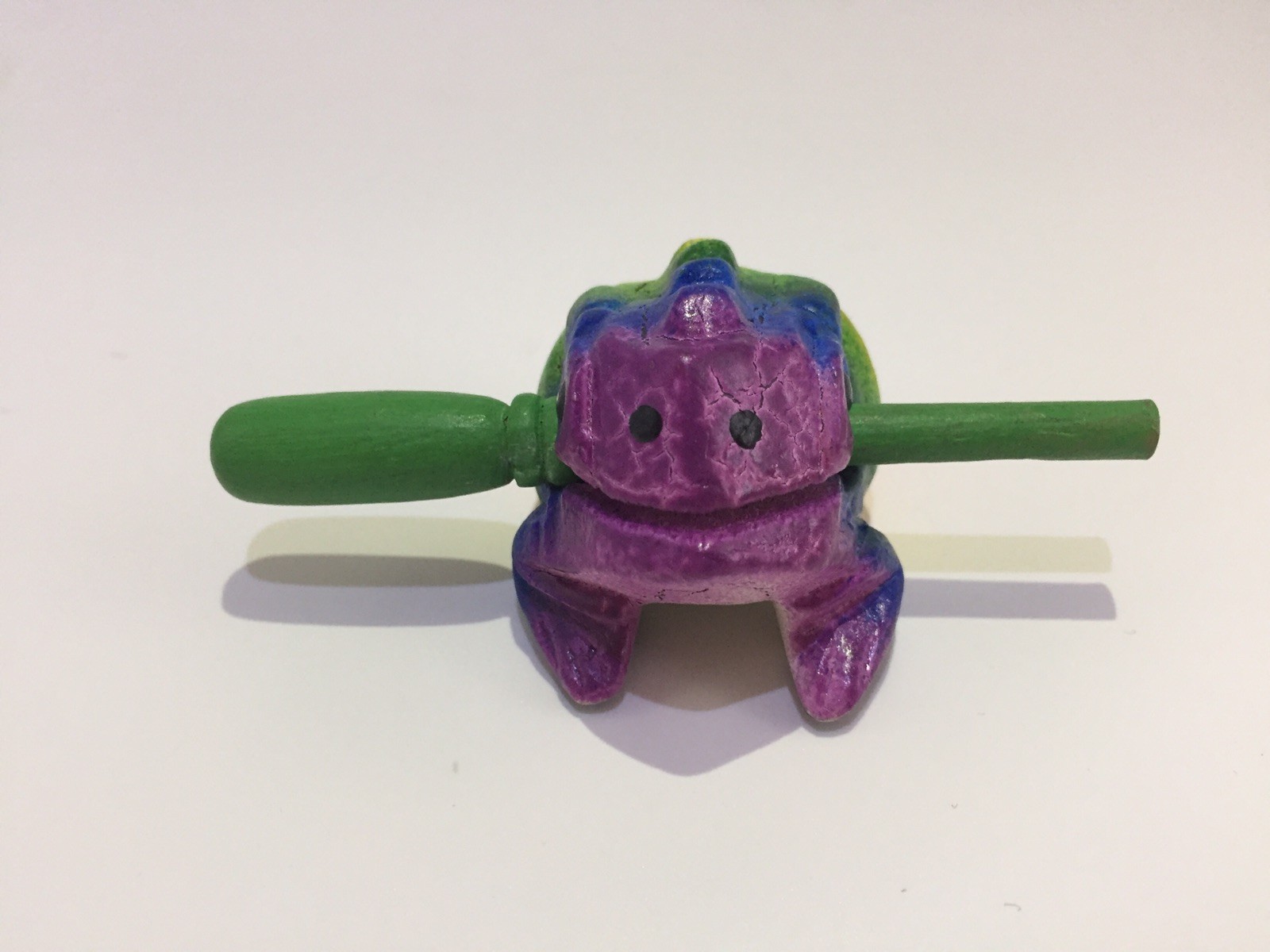 Rainbow Hand Painted Carved Frog Guiro 2.5