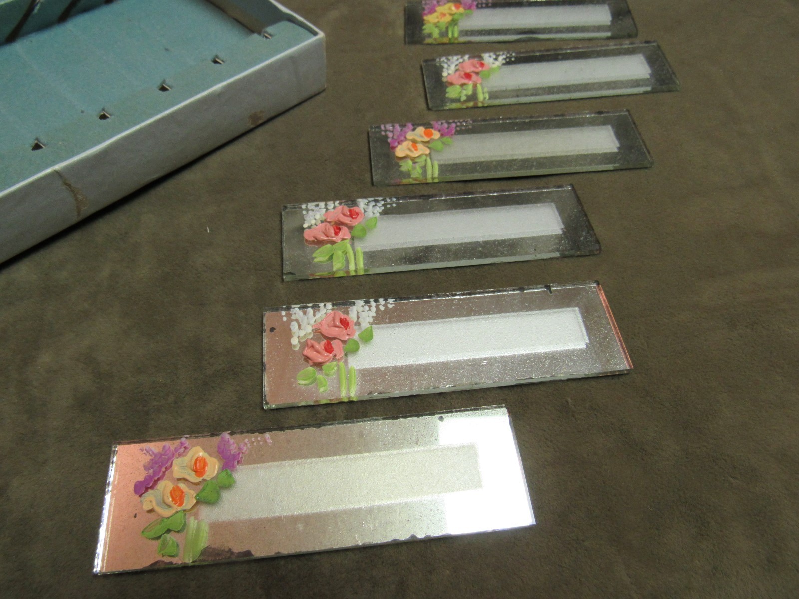 Rare 1920's Mirrored Place Card for Dinner Table at Party 8 in Box Minor AS IS