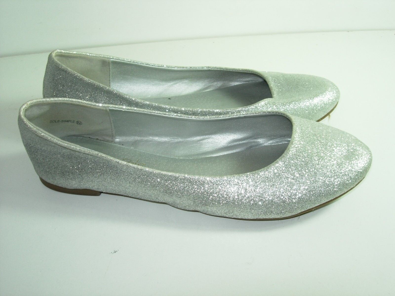 Microsoft - Silver Ballet WOMENS SILVER GLITTER BALLET FLATS COMFORT CASUAL CAREER