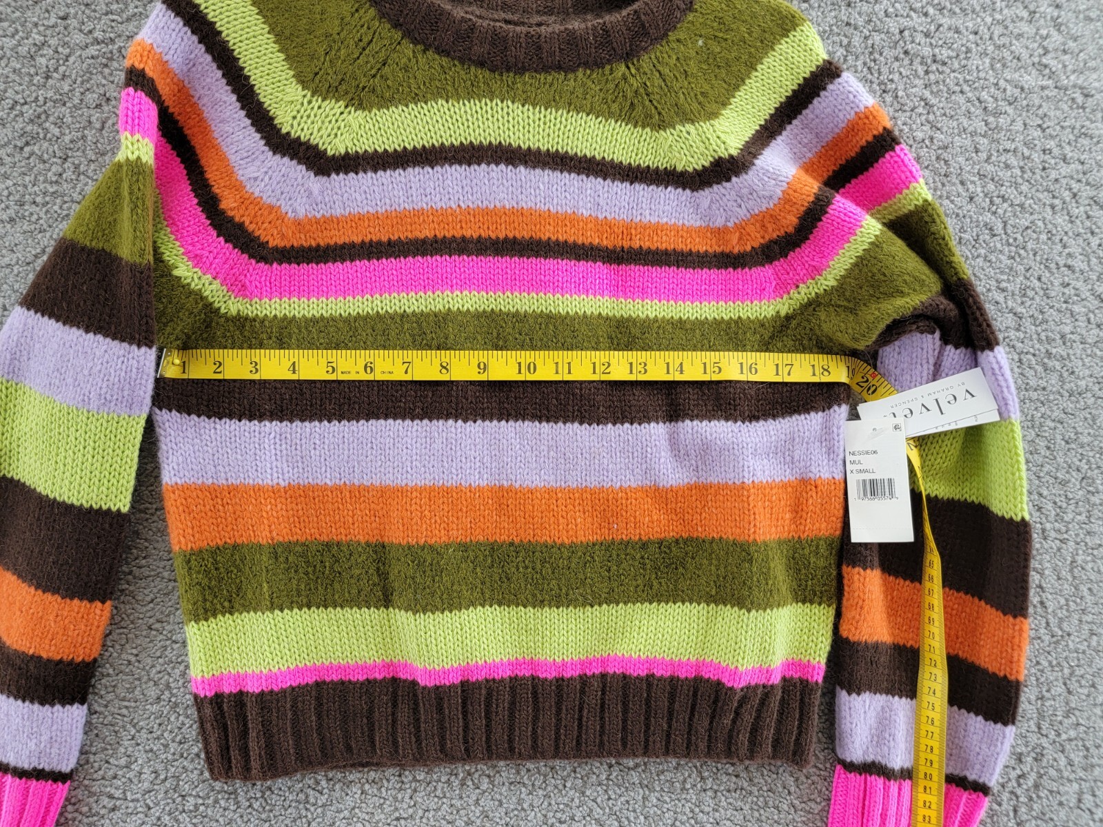 Velvet By Graham & Spencer Striped Knit Crewneck Sweater Women's XS Multi L/S - Picture 5 of 15