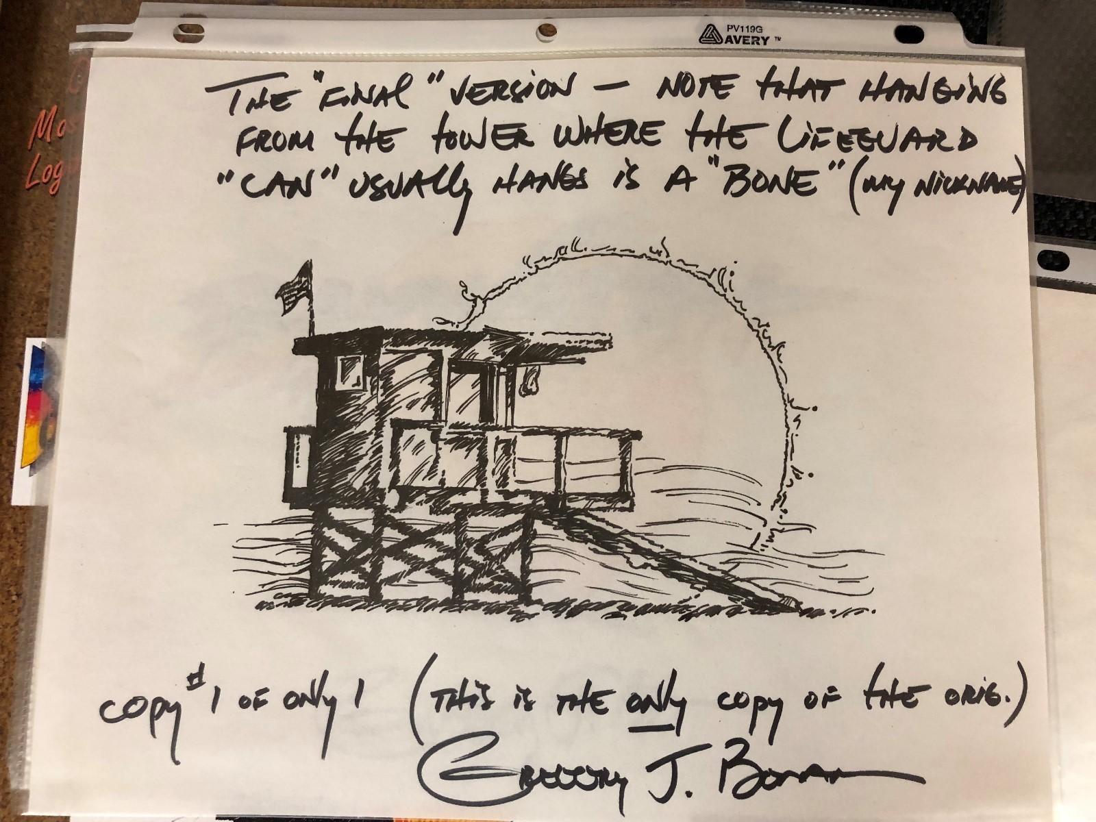 BAYWATCH ORIGINAL SKETCHES  & BOOK SIGNED GREG BONANN, CREATOR  COA