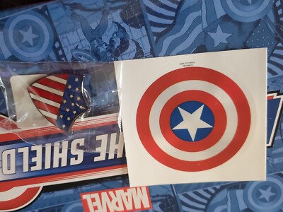 Captain America 80th Year Of The Shield Decal + Pin Flag Marvel Collector Corps