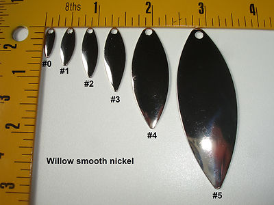 Willow blades hammered, smooth, nickel or polished brass  Sizes 0,1, 2, 3, 4, 5