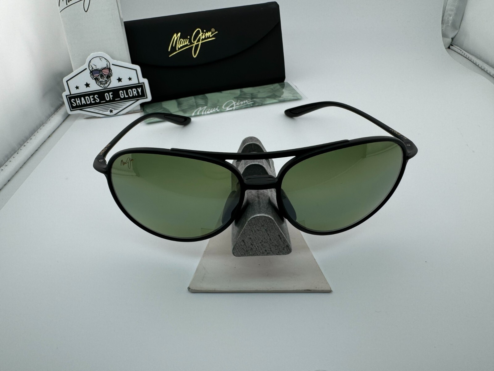 Pre-owned Maui Jim Alelele Bridge Mj 438-2m Black Maui Ht Green Polarized Sunglasses In Maui Ht Polarized