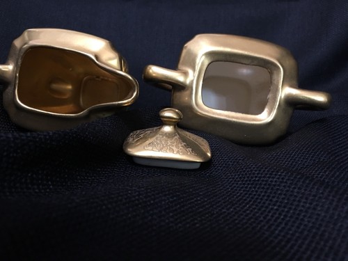 Vintage Wheeling Decorating All Gold Cream and Sugar #1253