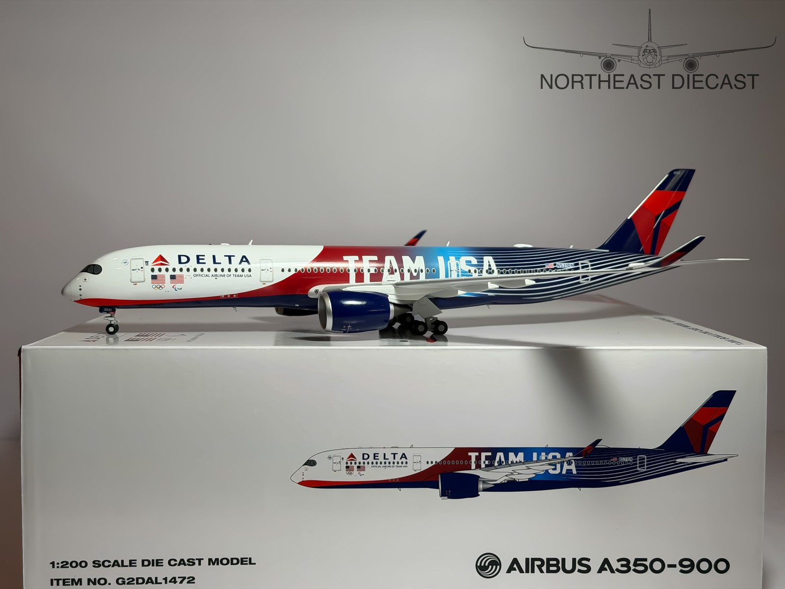 Gemini200 Delta A350 Team USA特別塗装 Delta Air Lines Boeing A350-900 1:200 Gemini Jets Team USA N531DN