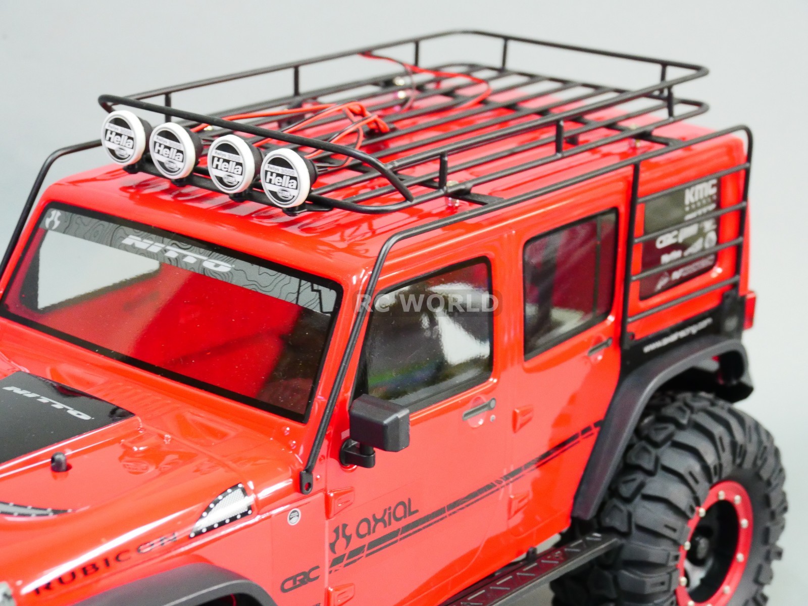 For Axial JEEP Wrangler METAL CAGE ROOF RACK Cage W/ LED PODS HELLA eBay
