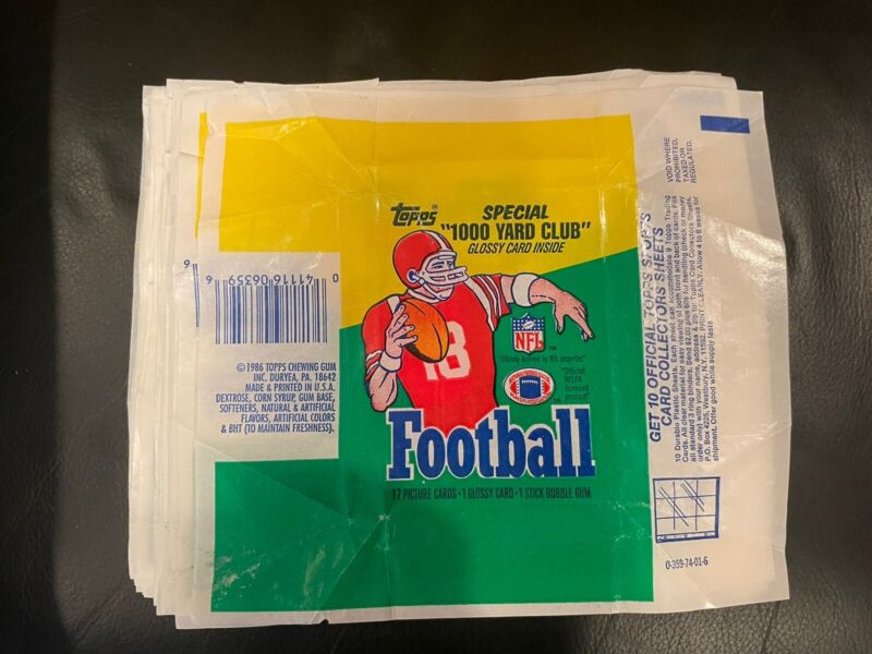 1986 Topps Football EMPTY Wax Pack Wrappers Jerry Rice Steve Young Reggie White