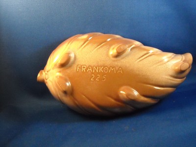 VINTAGE FRANKHOMA  POTTERY MEDIUM BROWN LEAF SERVING DISH  225