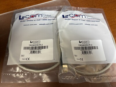 L-Com TRD855SCR-2 Cat5e RJ45 Ethernet Cable, Shielded 26 AWG, 2 ft. - Lot of 2