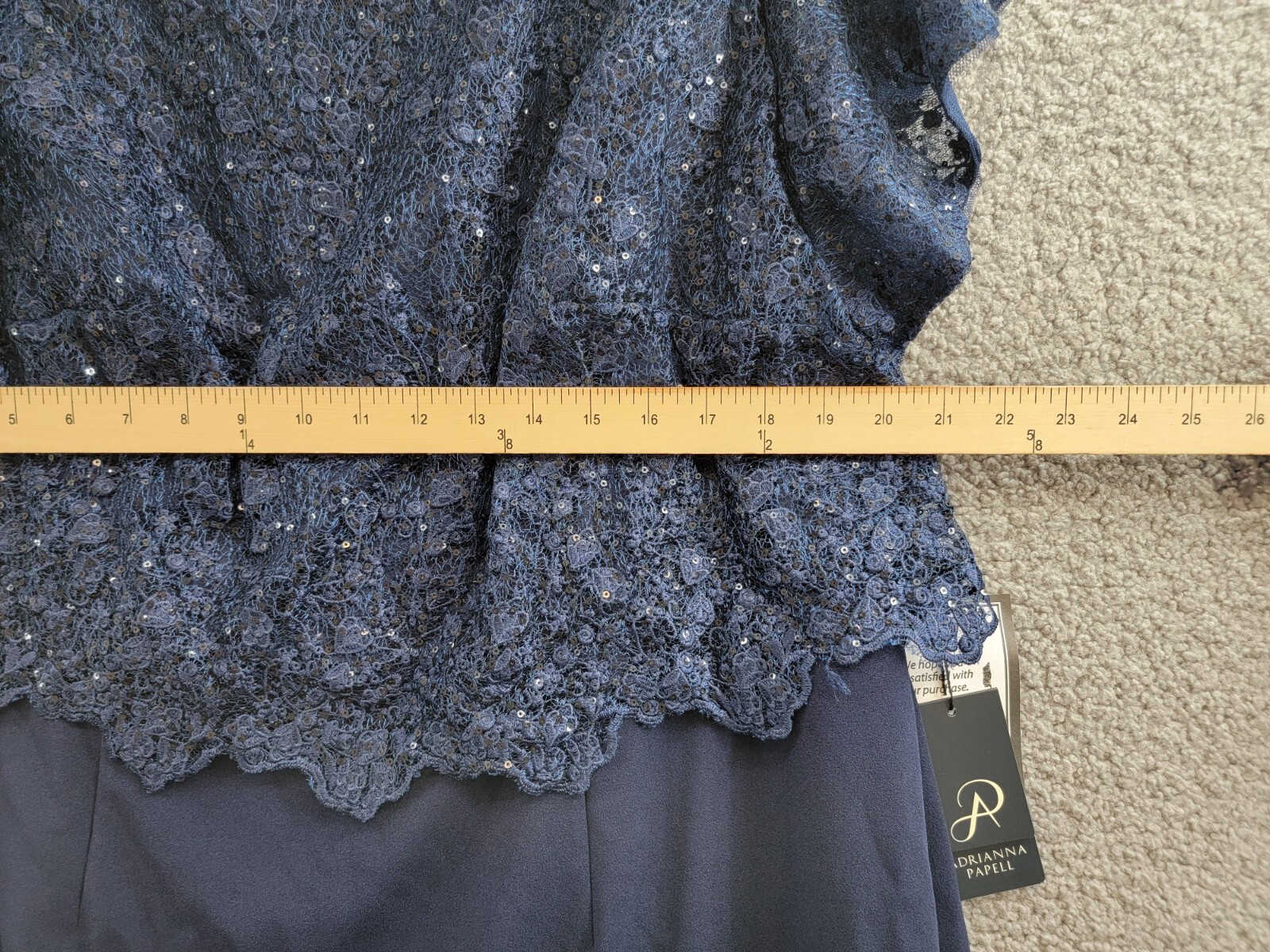 Adrianna Papell Sequin Guipure Lace Sheath Dress Women's 18W Navy Boat Neck~ - Picture 6 of 18