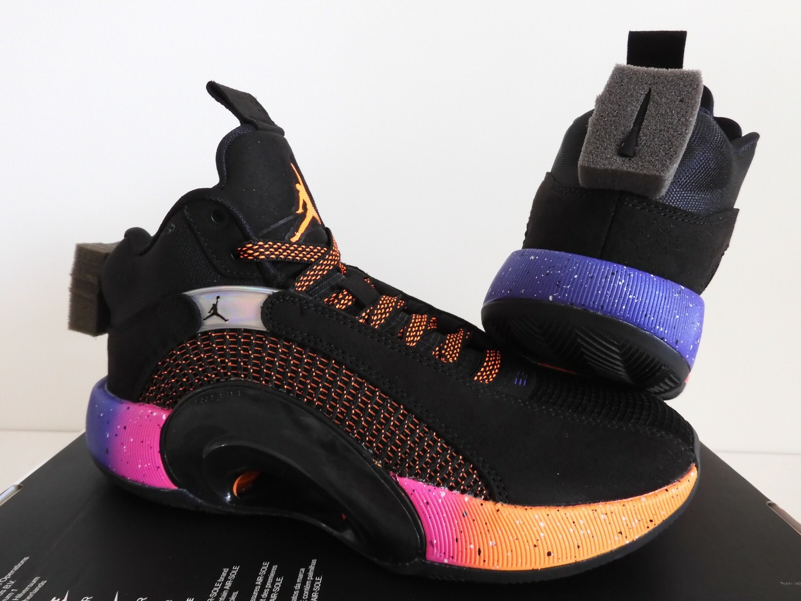 Nike Air Jordan XXXV 35 Gs Black-Sunset-Orange Sz 4Y-Womens