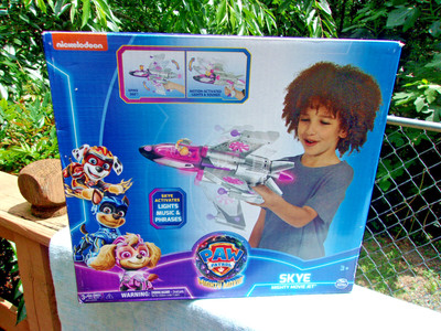 NEW in Box Paw Patrol Mighty Movie Skye Rescue Jet Spins Lights Sounds