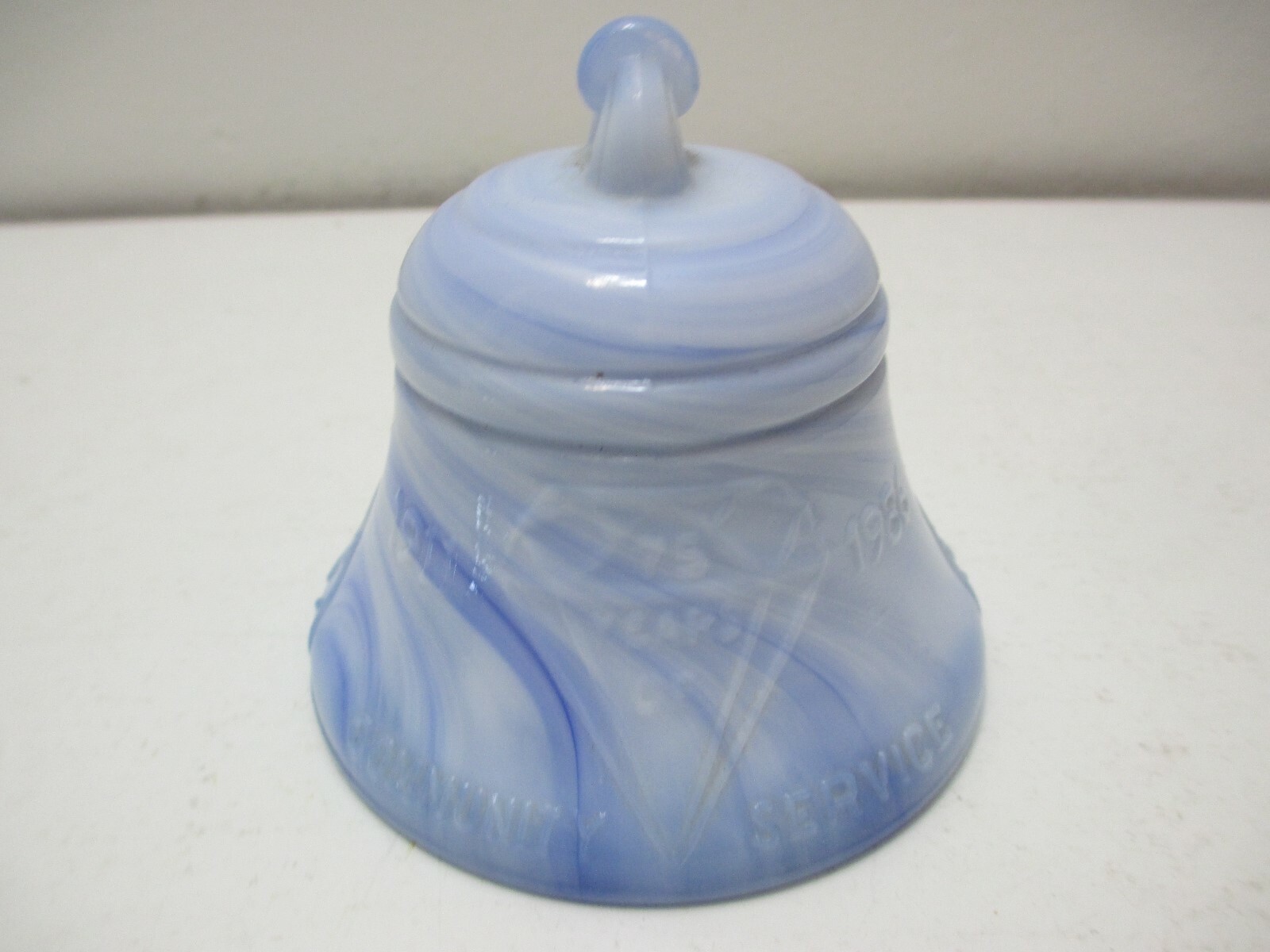 Vintage Telephone Pioneers of America Glass Bell 75 Years Blue Marble 1986