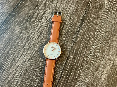 Geneva Men s Watch White Rose Gold Brown NEW
