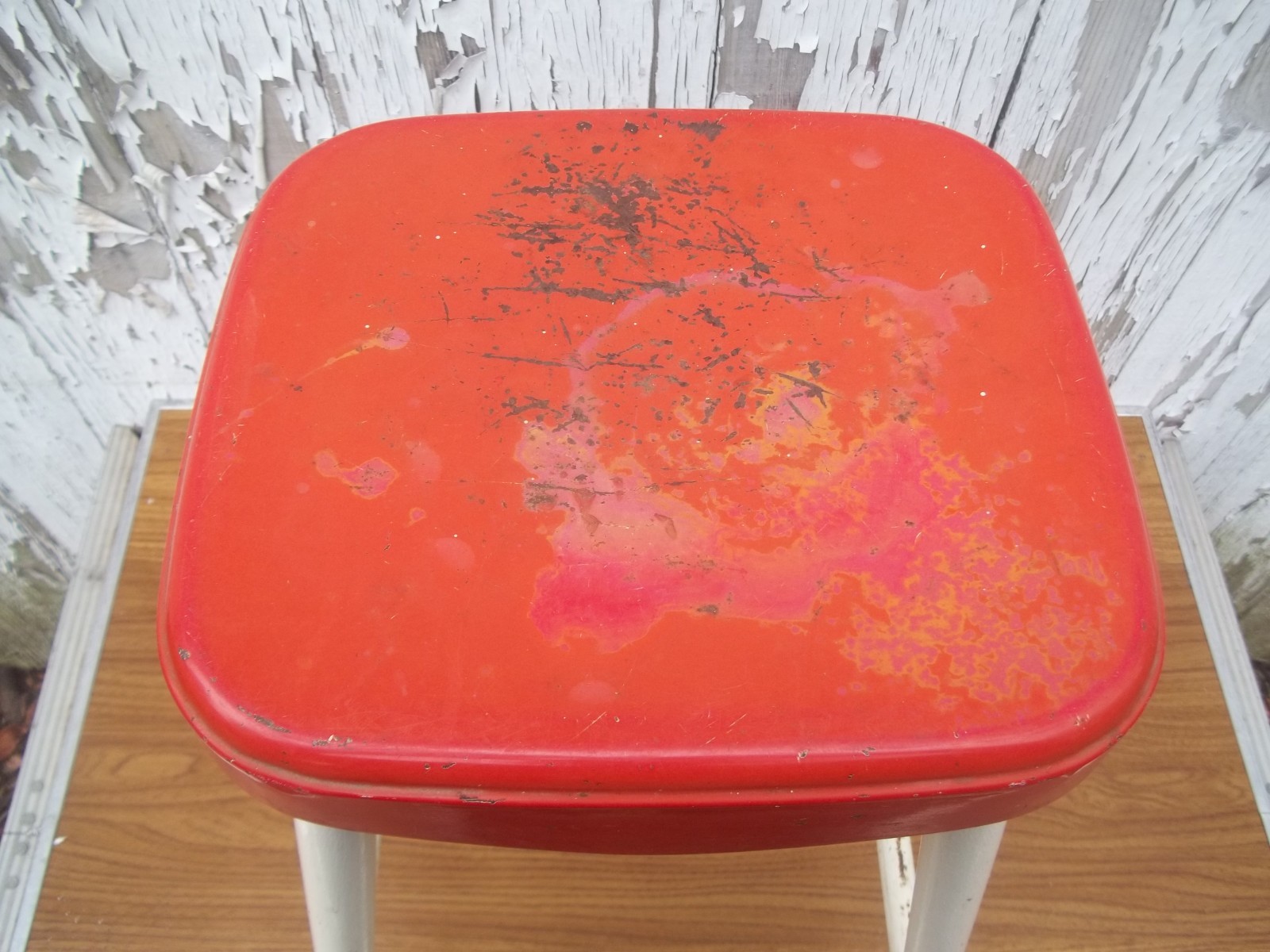 Vtg Ames Maid Not Cosco Painted Metal Kitchen Bar Stool Old Paint 50's 60's