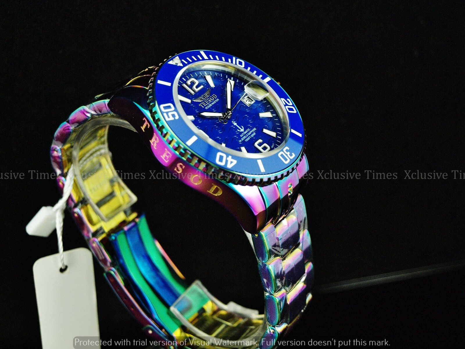 Pre-owned Tresod Men 300m Superlume Ocean Master Sapphire Ceramic Bezel Automatic Watch