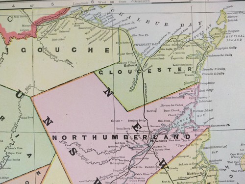Vintage 1900 NEW BRUNSWICK CANADA Map 22