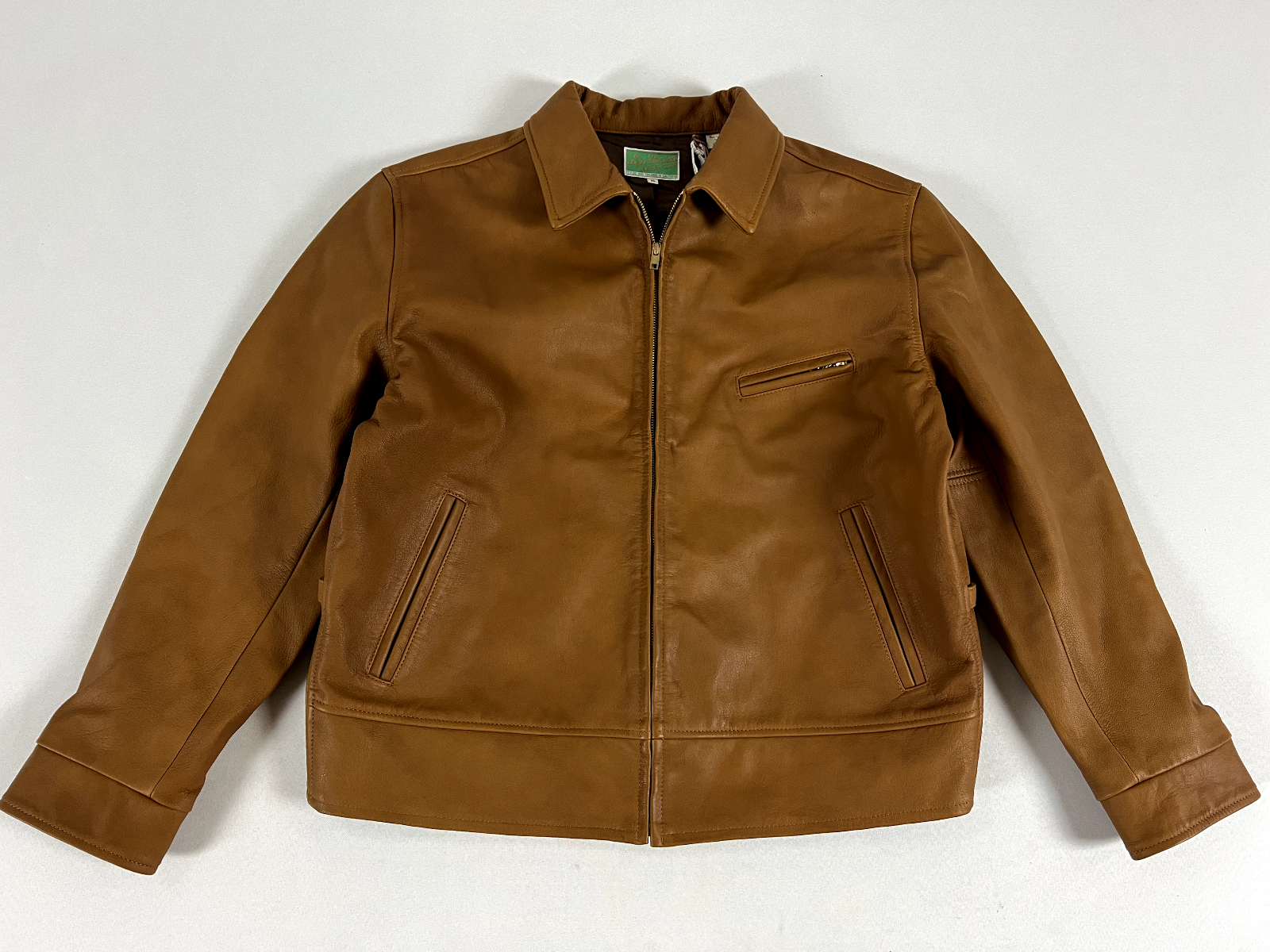 LEVIS VINTAGE CLOTHING LVC 1940'S LEATHER COAT CARAMEL BROWN XL