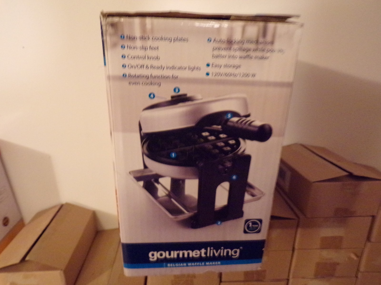 Gourmet Living Belgian Waffle Maker Rotates for perfect waffles, non-stick 83151