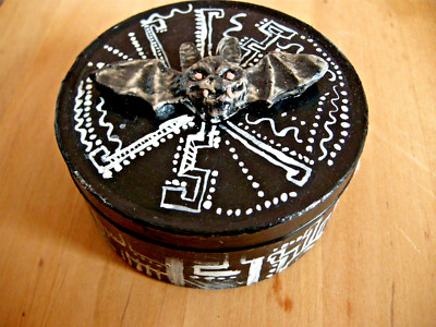 Gothic black Jar. Halloween home decor. Magic box Handm cemetery drawingade 