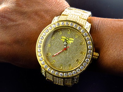 Pre-owned Khronos Yellow Iced Bezel & Band  Jojino Joe Rodeo Genuine Diamond Watch 50mm
