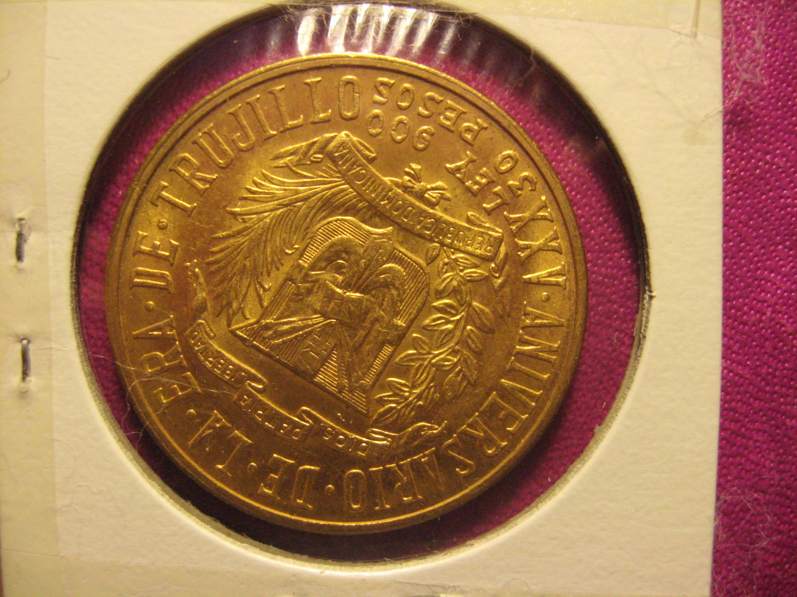 1955 Dominican republic 30 peso gold coin