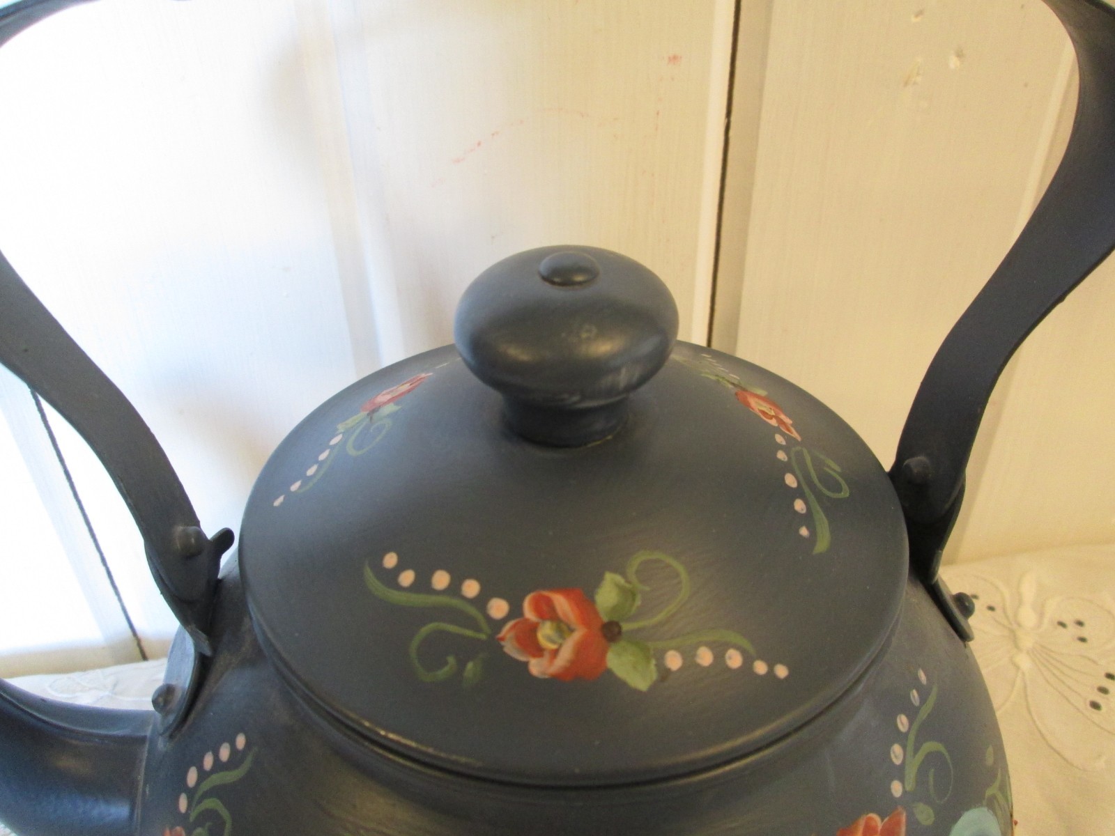 Rosemaling Teakettle Handpainted Folk Art Norwegian Scandinavian Decor Metal