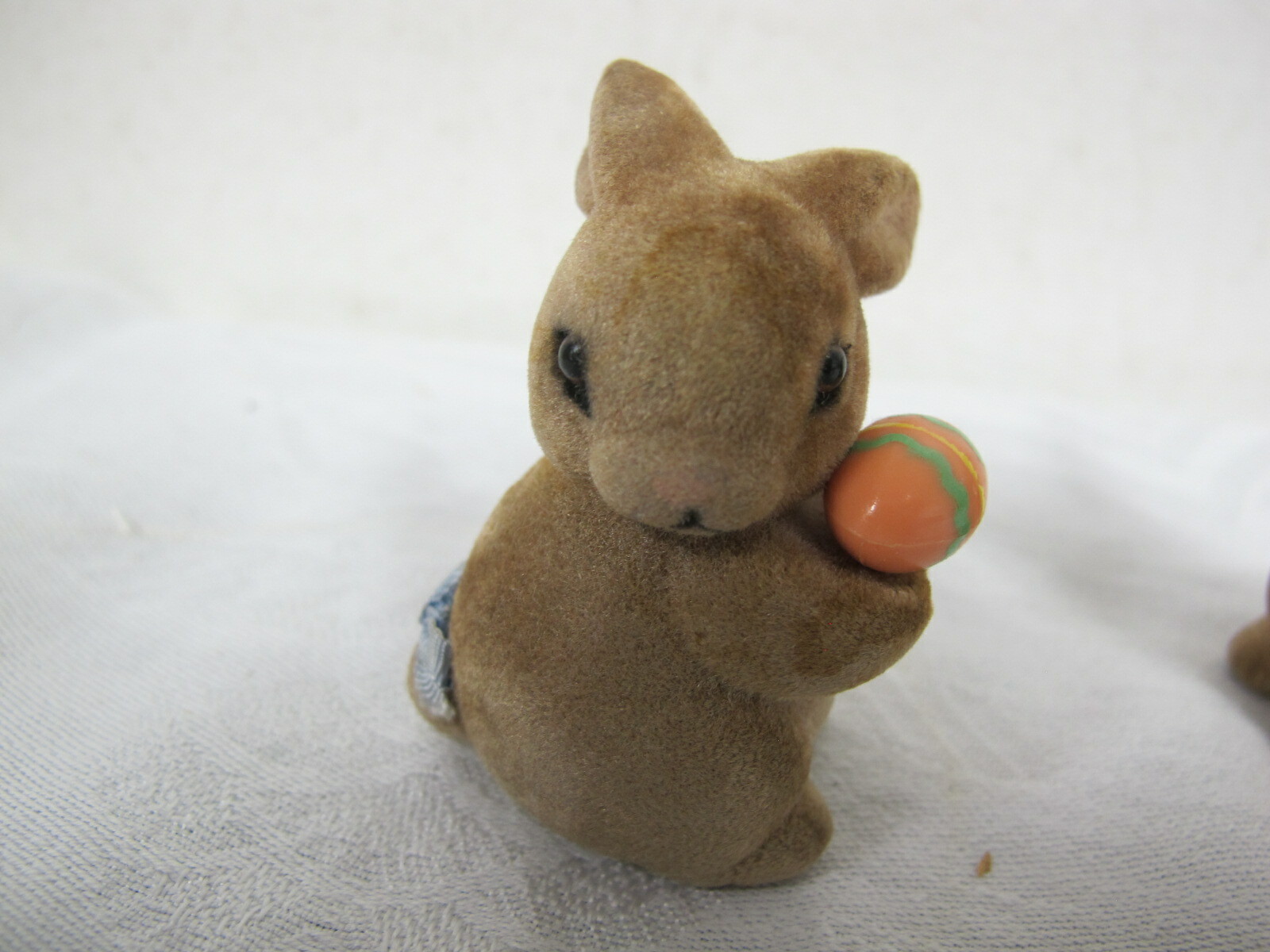 GEORGE GOOD JOSEF ORIGINALS FLOCKED FUZZY BUNNY RABBITS (2)