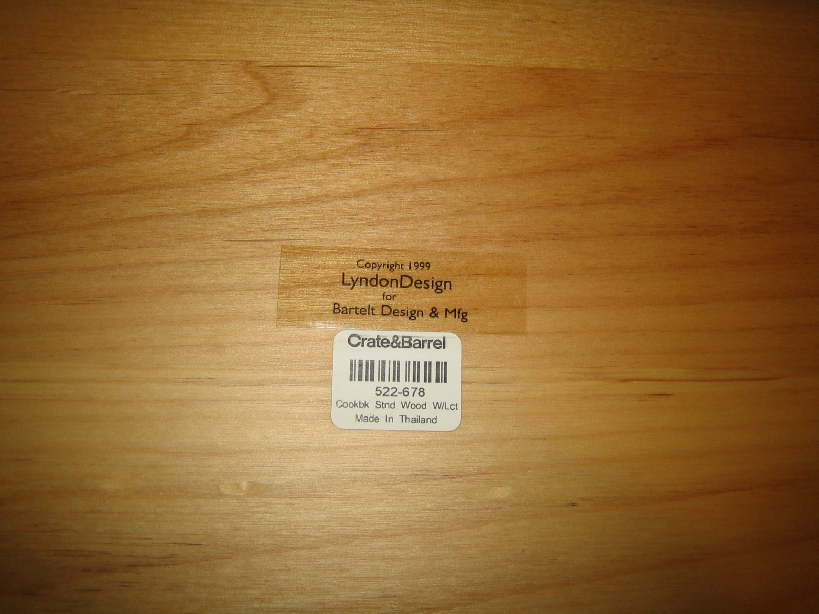 Crate&Barrel Wood&Plxiglass  Cook Book Stand #522-678