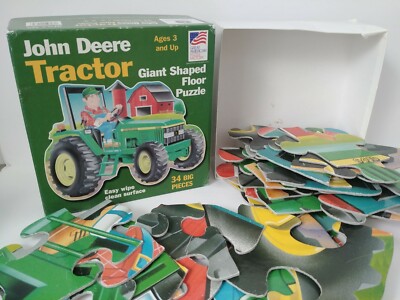 John Deere Tractor Giant Shaped Floor Puzzle 34 Big Pieces Easy Wipe Clean GUC