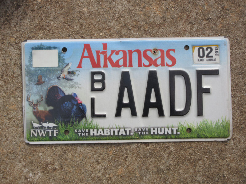 Arkansas National Wild Turkey Federation License Plate NWTF Wildlife Deer Duck