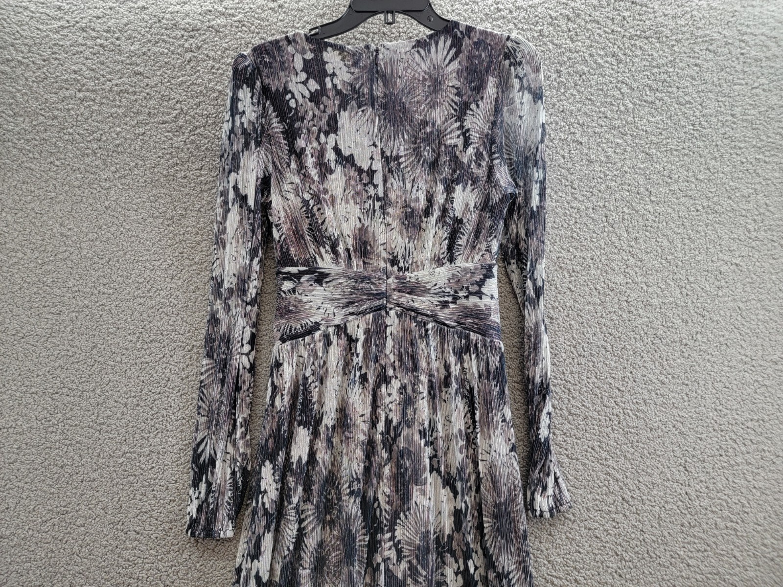 Ramy Brook Estelle Metallic Gown Women's 2 Dove Grey Floral Back Zip Closure - Picture 11 of 17