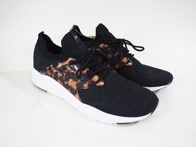 Fabletics Zuma 7 Black Cheetah Athletic Running Lace-Up Sneakers, Size 9.5 (US)