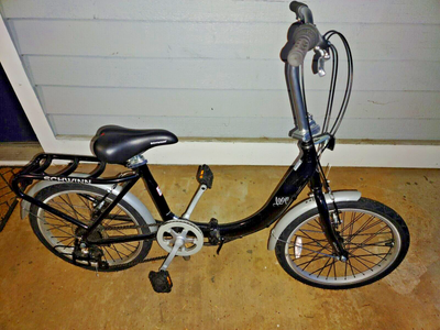 Schwinn Loop Adult Folding Bike 20 Inch Wheels 7 Speed Drivetrain Black