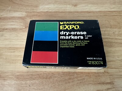 Vintage Sanford Expo Dry-Erase Markers 4 Color Set USA MADE #83074 Smelly
