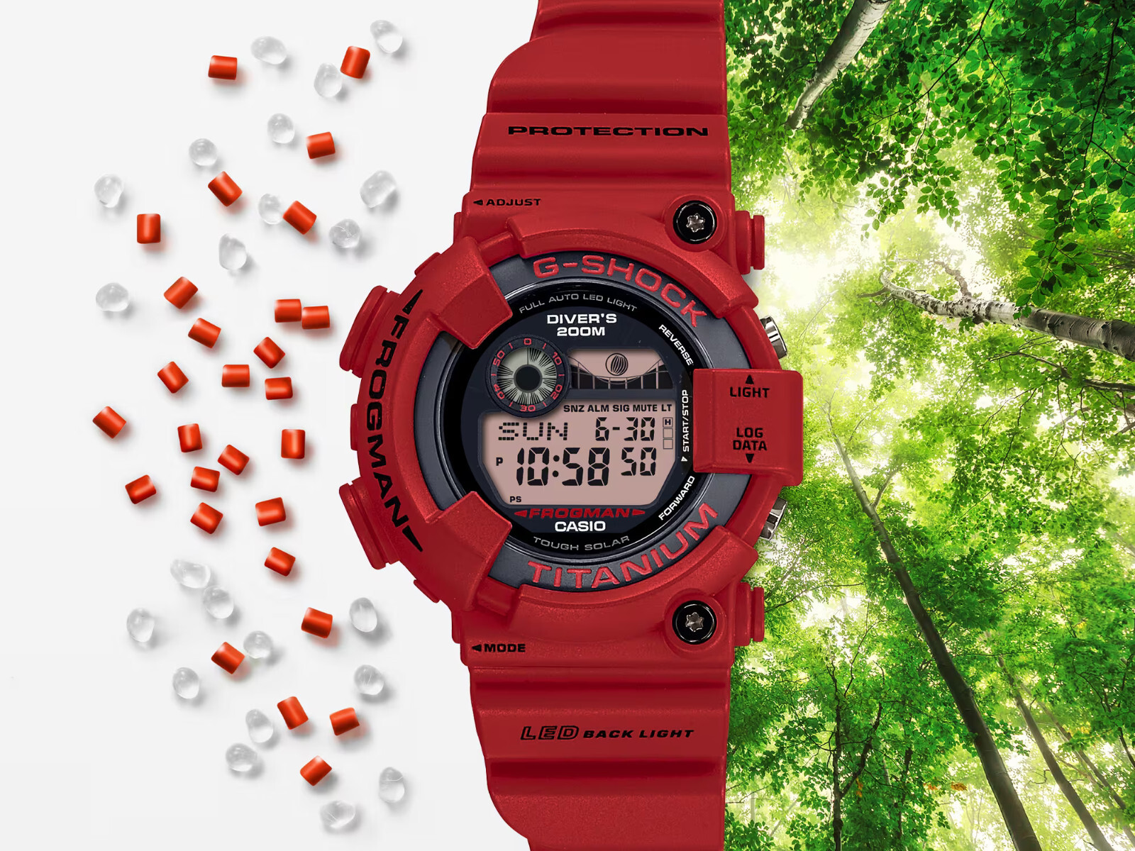 Pre-owned Casio G-shock Frogman Digital Titanium 30 Anniversary 8200 Red Watch Gw8230nt-4