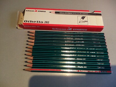 12 GRAPHITE PENCILS --SCHWAN-STABILO-OTHELLO-HB-2B-3B-F--in  BOX- -NEW--