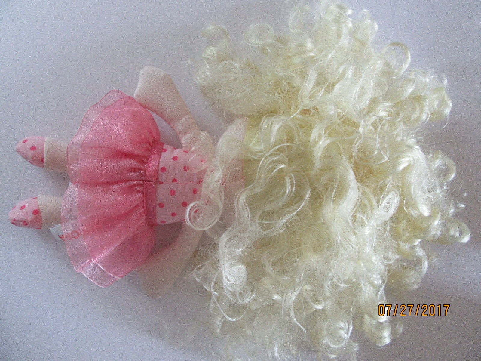 Aurora Toy Doll Plush Stuffed Blond Hair in Pink Dress Cutie Curls Olivia
