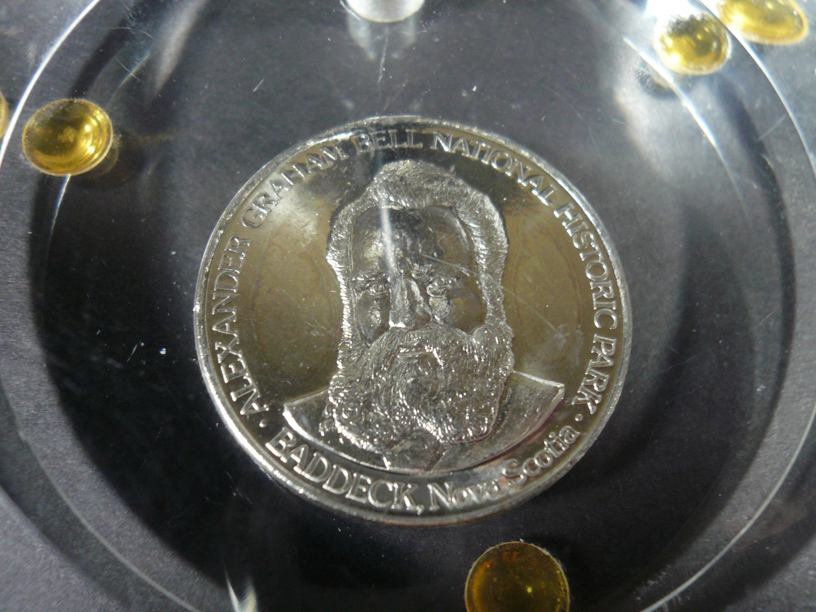 ALEXANDER GRAHAM BELL SILVER COMMEMORATIVE COIN in PEN HOLDER 1987