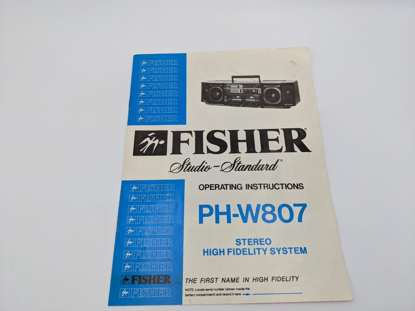Fisher PH-W807 Operating Instructions Manual ONLY Exc Cond