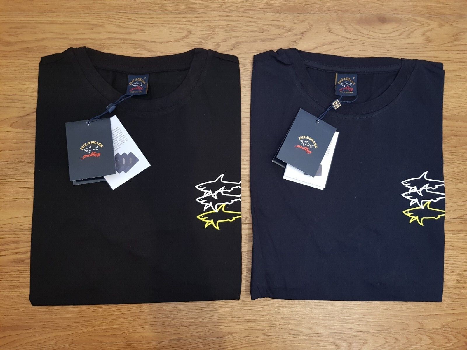 Tシャツ・カットソー PAUL  SHARK Men T Shirts C0P1240 50F BLUE PAUL & SHARK SHARK LOGO PATTERNED COTTON T-SHIRT BLACK, NAVY