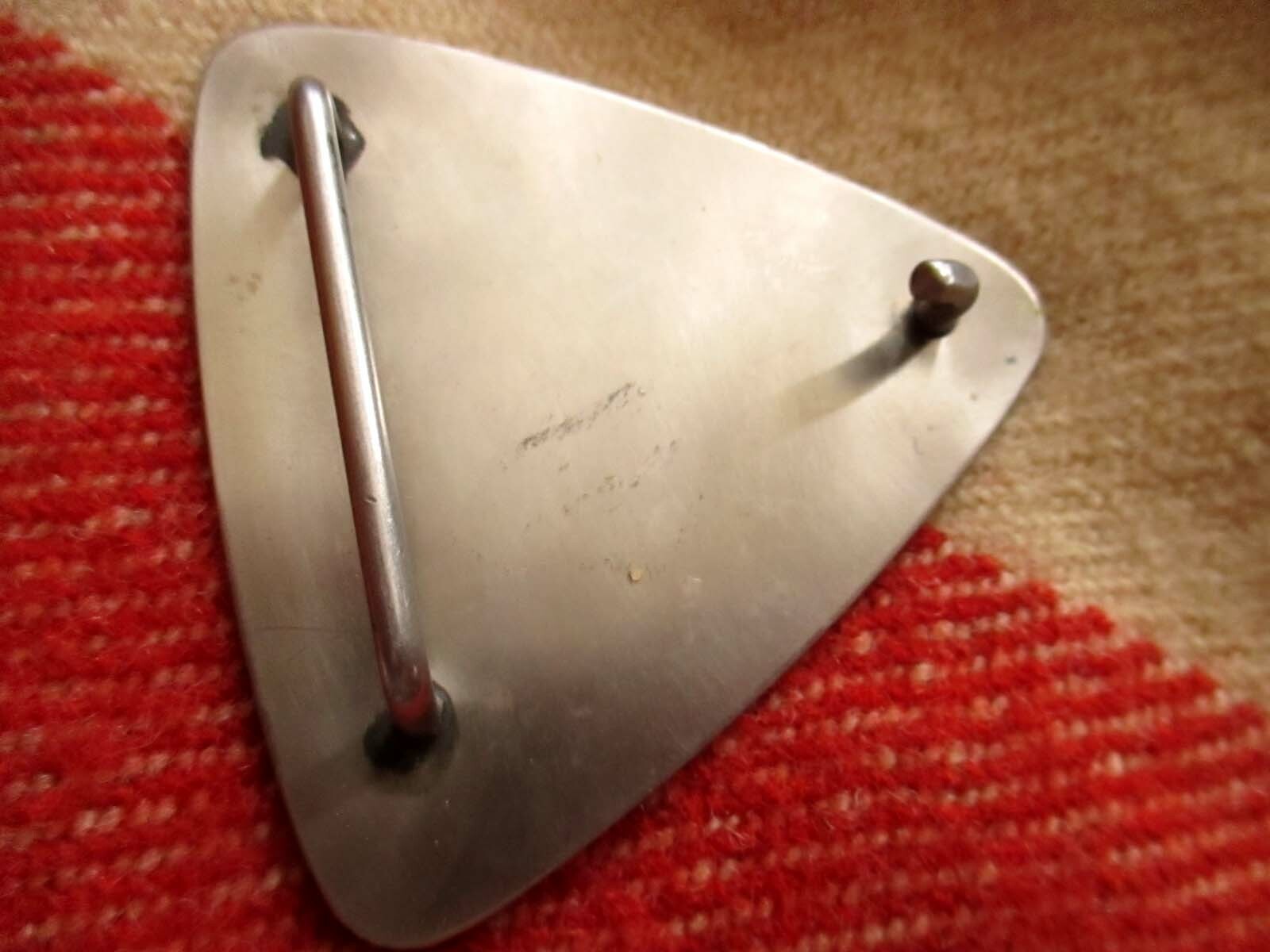 VTG 80s TRIANGLE SPIDER WEB BLUE/GOLD GRAPHIC Belt Buckle for 1.5