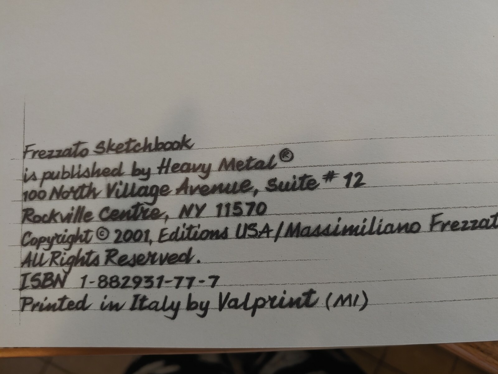FREZZATO sketchbook　Massimo Frezzato Frezzato Sketchbook Heavy Metal Frezzato Sketchbooks 2002
