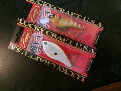 2 Lucky Craft KJ Flat Crankbaits Gold Rush & Magma Heat 3/8oz