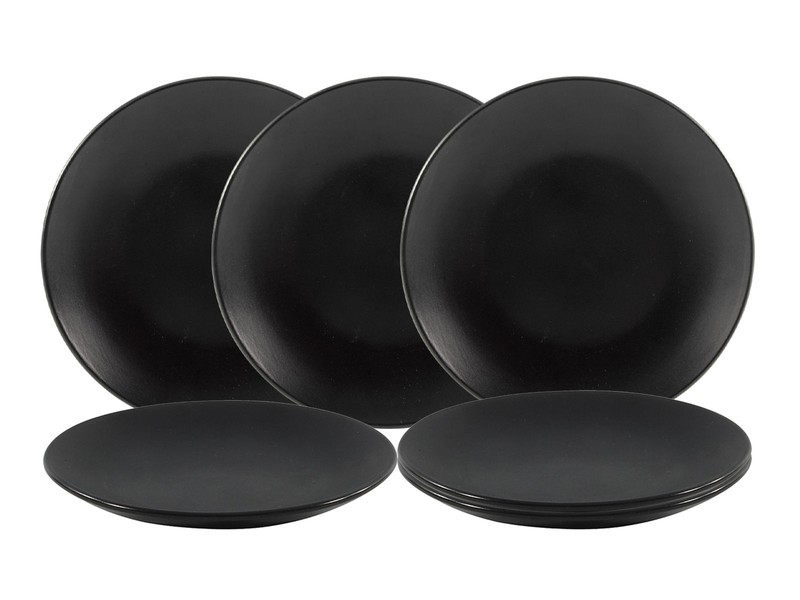 Porzellan Kuchenteller Schwarz - 6er Set / 21 Cm - Dessert Kuchen Platz Teller