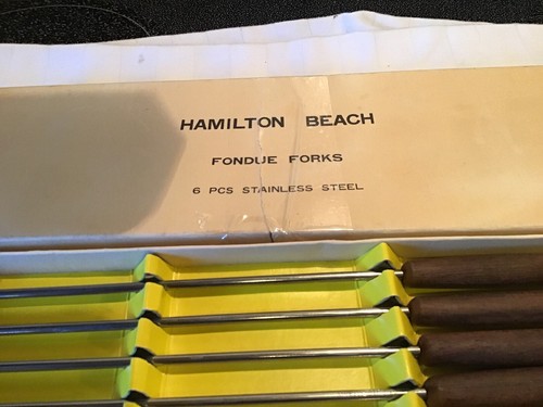 Set Of 6 Hamilton Beach Fondue Forks Stainless Steel In Box