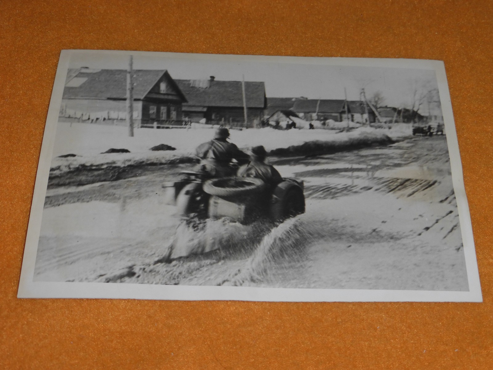 Krad mit Sozius original Foto 2.WK Russland Ostfront 1942 Motorrad mit Beiwagen